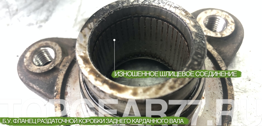 Слизанное шлицевое соединение заднего фланца раздаточной коробки BMW ATC